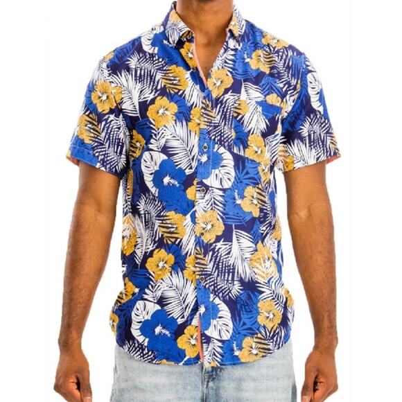 Weiv Los Angeles Hawaiian Print Cotton Button Down Multicolor Shirt Size Medium - Picture 3 of 10